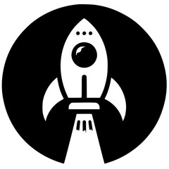 Silhouette of rocket symbol launching