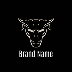 Fototapeta premium Bull head logo design monochrome color vector illustration
