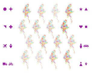 Myanmar map in different icon shapes