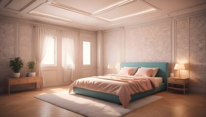 Obraz premium Photo interior modern design room 3d illustration;