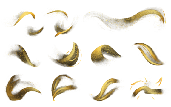 Golden wave isolated on png background.