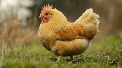 Fototapeta premium Golden Rooster in the Grass