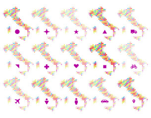 Italy map in different icon shapes