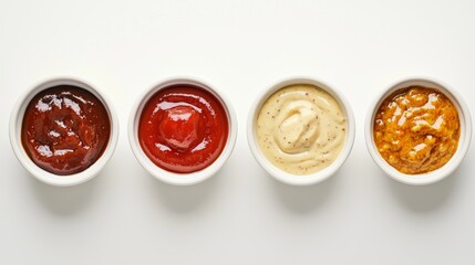 Sauce bowls isolated on white background, top view