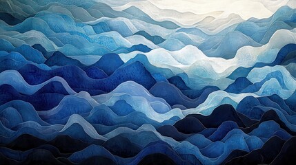 Obraz premium An artistic representation showcases undulating waves in vibrant blue tones, creating a sense of depth and movement