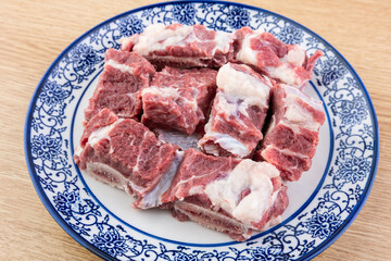 A plate of fresh beef ribs