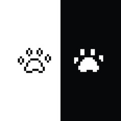 Fototapeta premium pixel art paw vector icon pixel cat or dog paw element for 8 bit gam