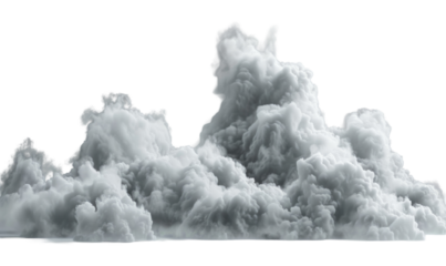 Wide design of smoke or steam cloud 3d render isolated png background.