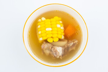 Chinese delicious soup - corn carrot steak soup