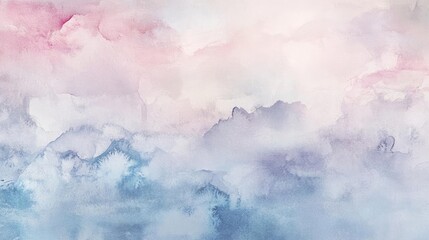 A serene watercolor background featuring soft pink and blue hues blending seamlessly, ideal for peaceful and artistic projects.