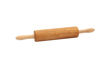 Kitchen wooden rolling pin for rolling out dough. A kitchen appliance for working with dough. No background. Preparation for baking. Horizontal