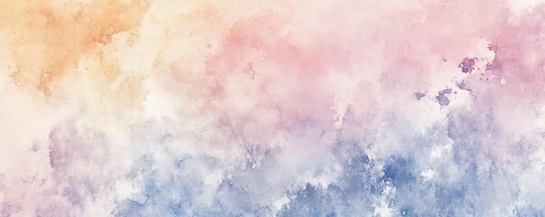 Fototapeta premium A soft watercolor background blending pastel hues of pink, orange, and blue, perfect for artistic or creative designs.