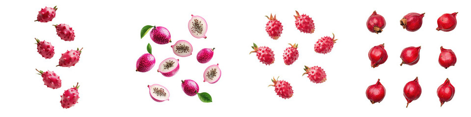 falling ripe dragon s eye fruits on white background, full depth of field,transparent background