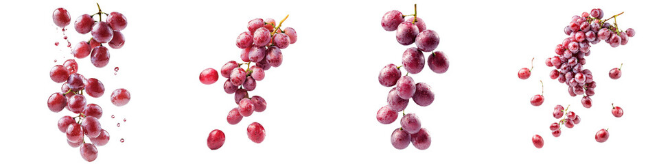 falling ripe grapes on white background, full depth of field,transparent background