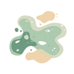 Flat green and orange abstract fluid and color blobs png vector.