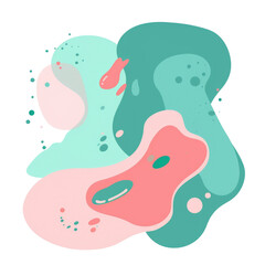 Obraz premium Flat abstract fluid and color blobs png vector.