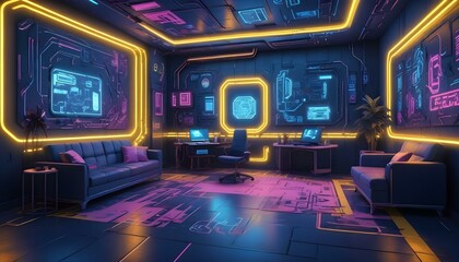 Photo interior modern design room 3d illustration;