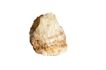 Quartz crystal isolated no background, semi-precious stones or gemstone design elements, side view. For text. Horizontal