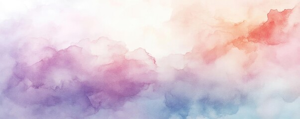 A soft and dreamy abstract background featuring colorful watercolor clouds blending harmoniously for artistic designs.