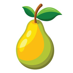 Flat vector illustration of green pear fruit.