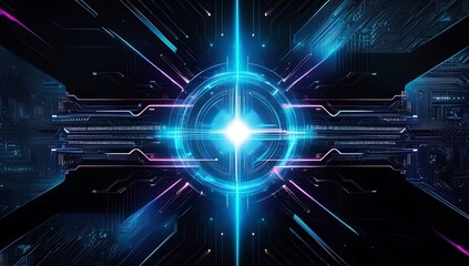 Obraz premium blue and black colors glowing digital pattern futuristic abstract background