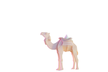 Cute Camel Wooden Figurine Isolated on Png Background.
