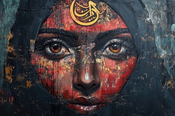 Muslim woman painting representing faith and spirituality