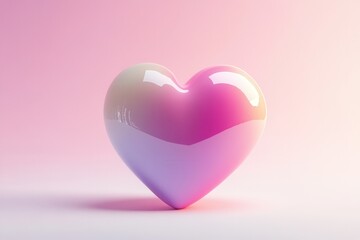 A glossy pink heart shape on a soft gradient background, symbolizing love and affection in a modern, stylish design.
