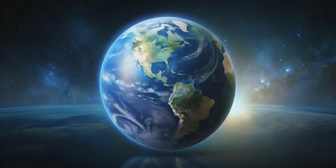 Fototapeta premium Earth floating in the dark expanse of space , planet, universe, solar system, galaxy, astronomy, outer space