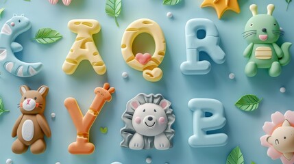 Naklejka premium Handmade plasticine. Polymer clay. 3D letters.