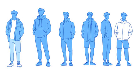 Doodle of teenagers isolated on transparent background