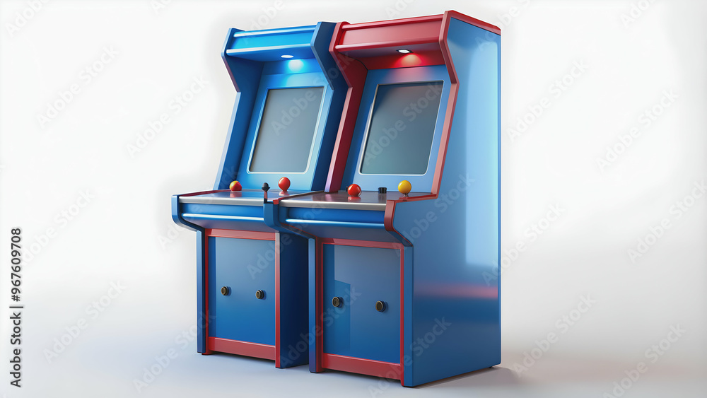 Wall mural generic retro arcade machine with blue and red controls for two players , retro, arcade, machine, ca