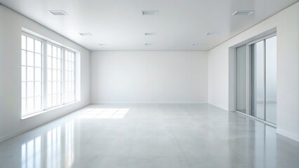 Fototapeta premium Empty white room with endless possibilities for creativity, blank canvas, spacious, white walls, minimalist