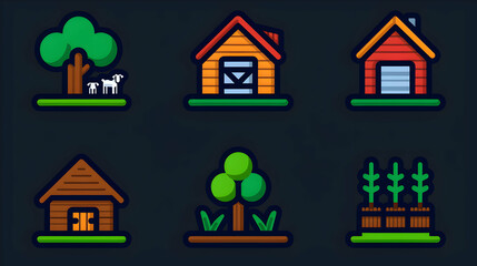 Fototapeta premium Set Farming Related Vector Line Icons. Contains