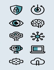 Cyber security element icons and logo