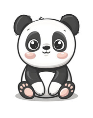 Fototapeta premium Cute, kawaii panda clip art, a simple vector graphic on a white background, Generative AI