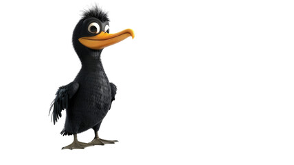 Fototapeta premium Cute Cormorants Shag (Black Bird Chick) Isolated Png.