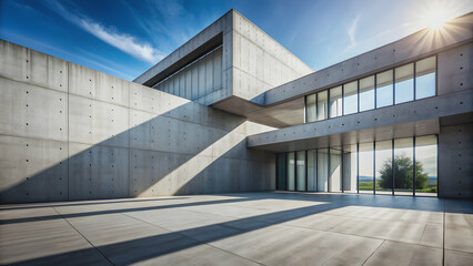Contemporary architecture with concrete texture and dramatic shadow effects , modern, building, design, urban, structure