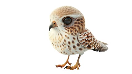 Bird of prey perched or kestrel bird isolated on png background.