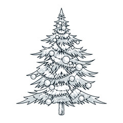 Christmas tree vintage logotype monochrome