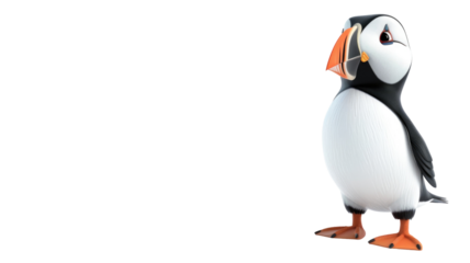 Cuddly Puffin Bird Toy Isolated on Png Background.