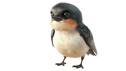 Naklejka premium Cute Swallow Bird Perched on Isolated Png Background.