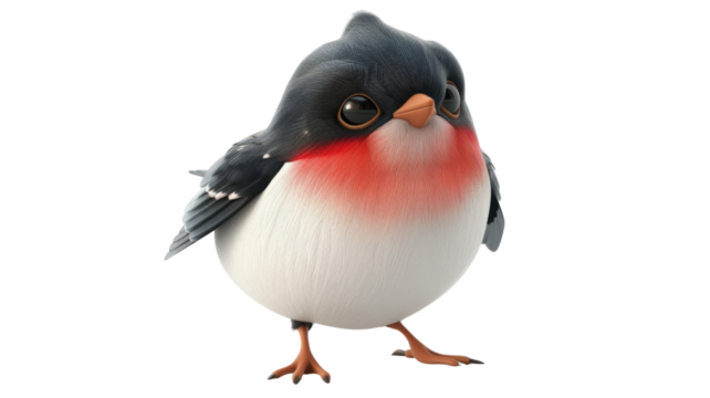 Cute Swallow Bird Perched on Isolated Png Background.