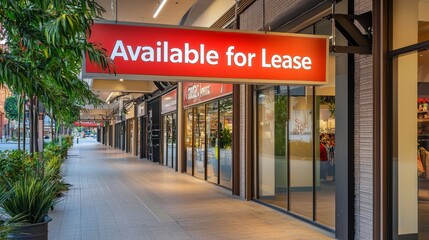 Commercial Retail Space Available for Lease   Empty Storefront with Red Sign