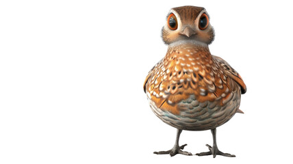 Obraz premium Cute Bird with Big Eyes, Isolated on Png Background.