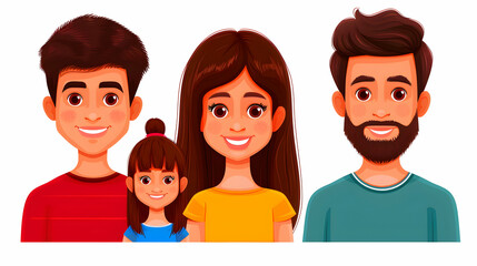 Set Happy Traditional Heterosexual Families 