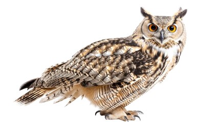 Fototapeta premium Owl Bird with Wise Expression Isolated on Png Background.