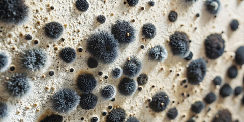 Close-up of black mold spores growing on a wall surface, mold, spores, black, wall, surface, fungus, growth, toxic, humidity