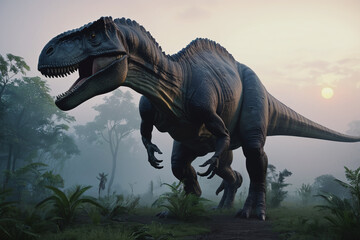 Dangerous roaring dinosaur in prehistoric age