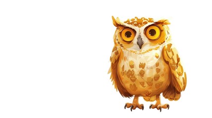 Fototapeta premium Owl with Wise Expression Isolated on Png Background.